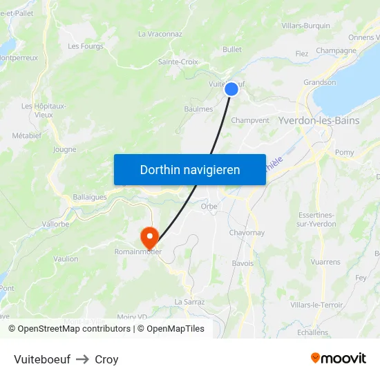 Vuiteboeuf to Croy map