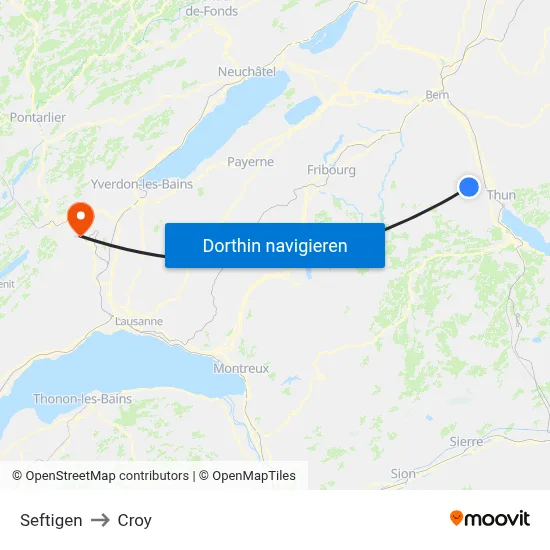 Seftigen to Croy map