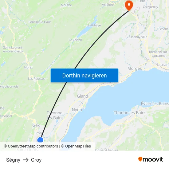 Ségny to Croy map