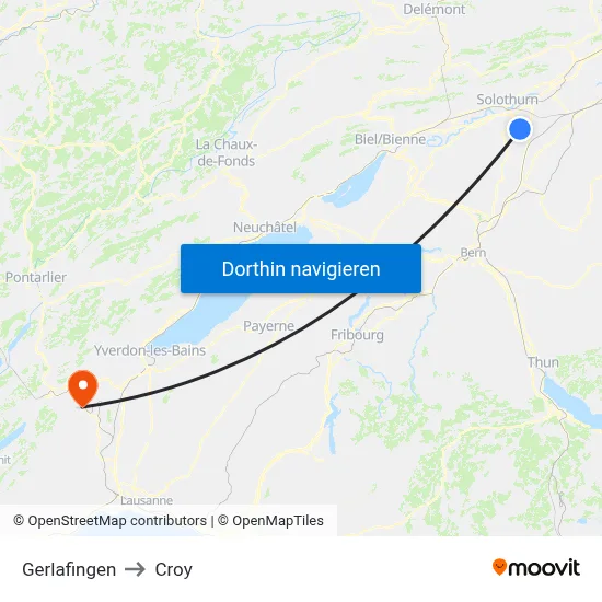 Gerlafingen to Croy map