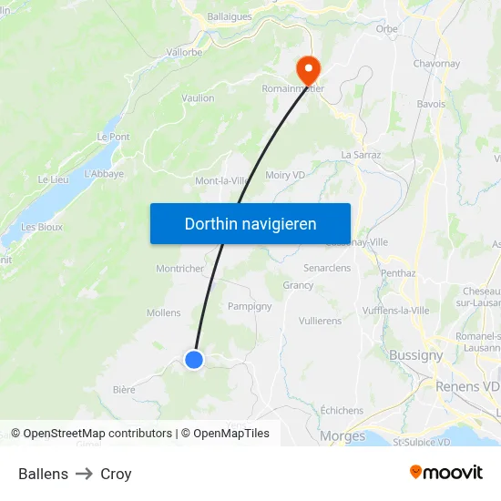 Ballens to Croy map
