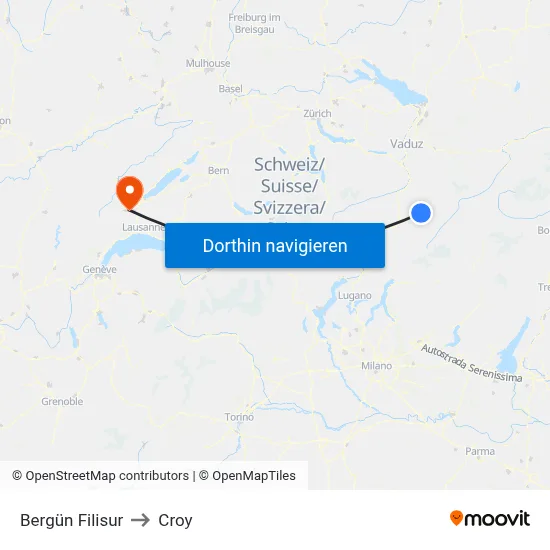 Bergün Filisur to Croy map