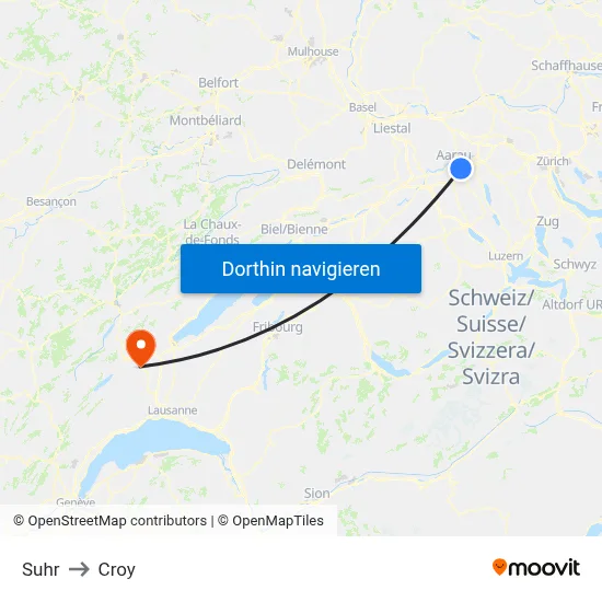 Suhr to Croy map