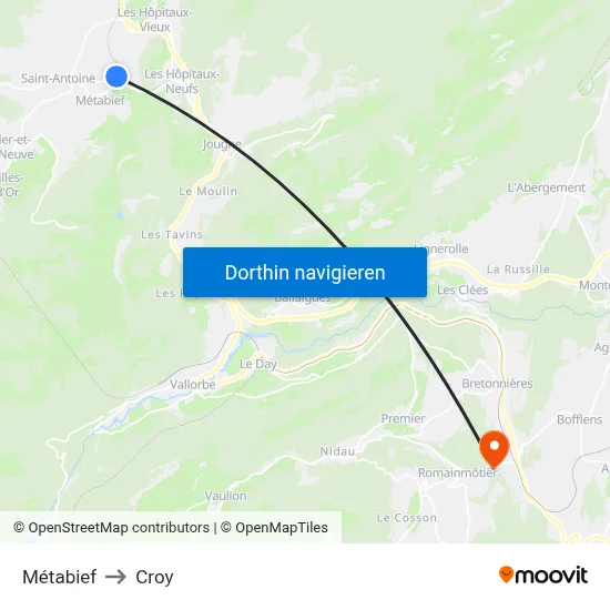 Métabief to Croy map