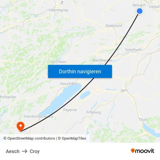 Aesch to Croy map