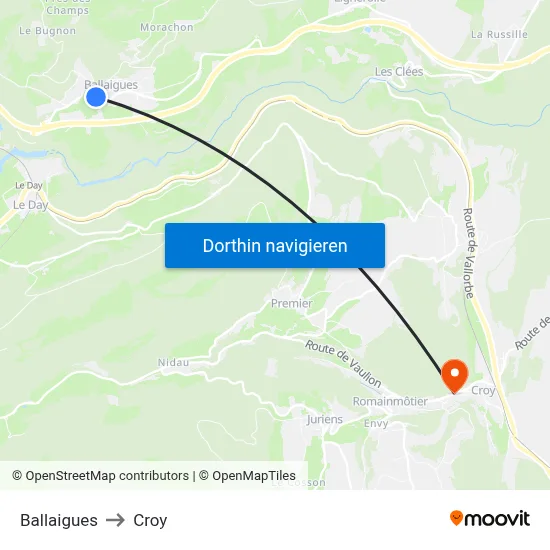 Ballaigues to Croy map