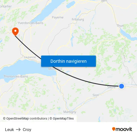 Leuk to Croy map