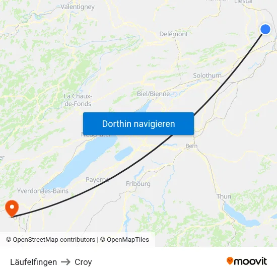 Läufelfingen to Croy map