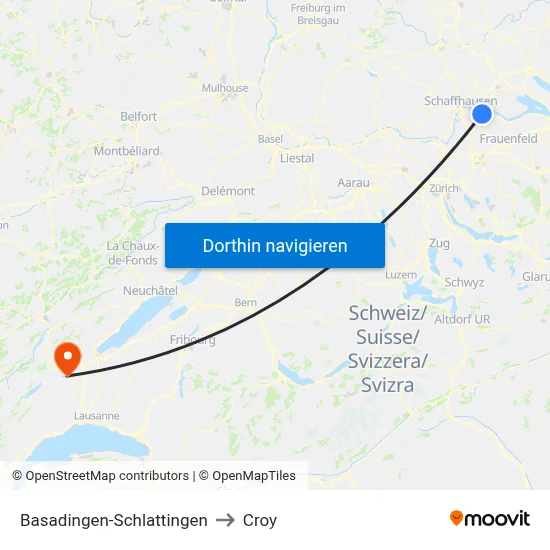 Basadingen-Schlattingen to Croy map