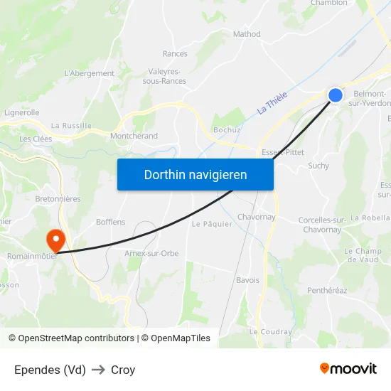 Ependes (Vd) to Croy map