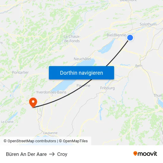 Büren An Der Aare to Croy map