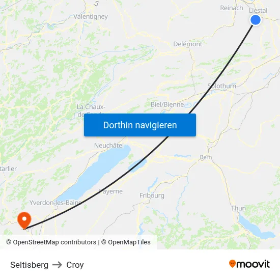 Seltisberg to Croy map
