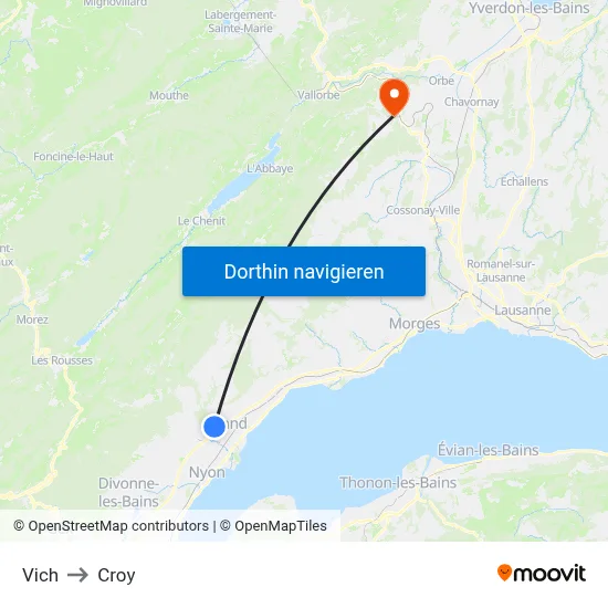 Vich to Croy map