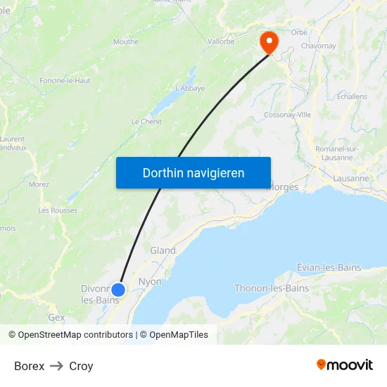 Borex to Croy map