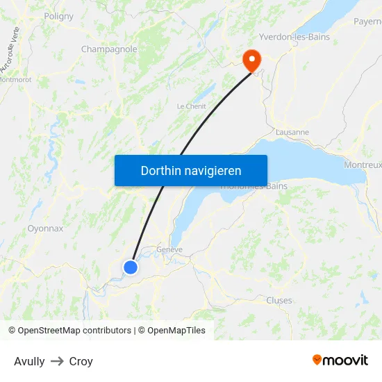 Avully to Croy map