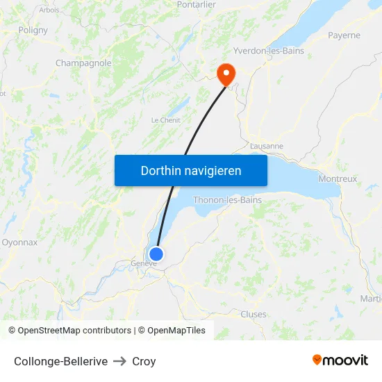 Collonge-Bellerive to Croy map