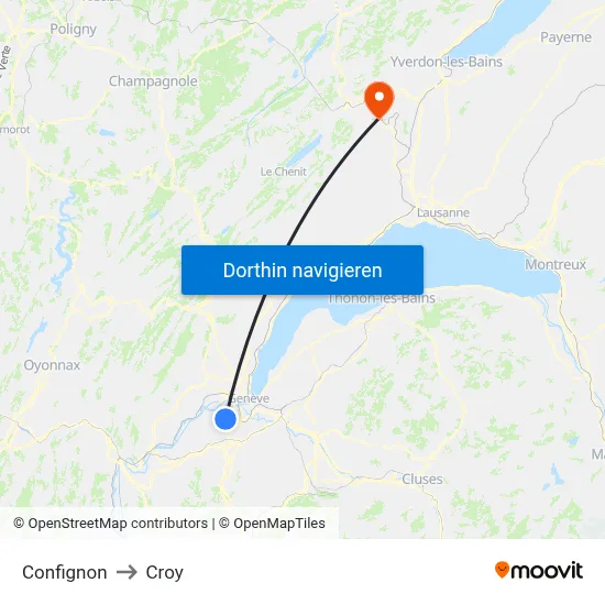 Confignon to Croy map