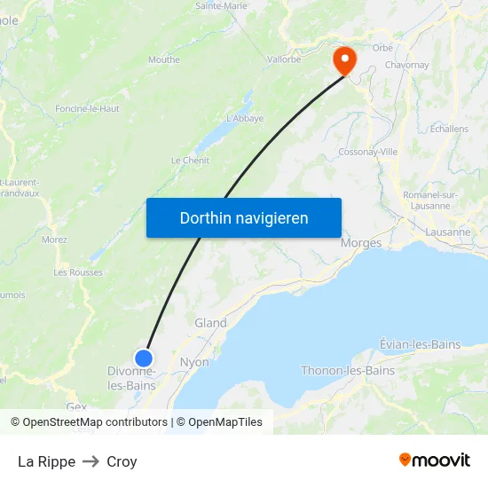 La Rippe to Croy map