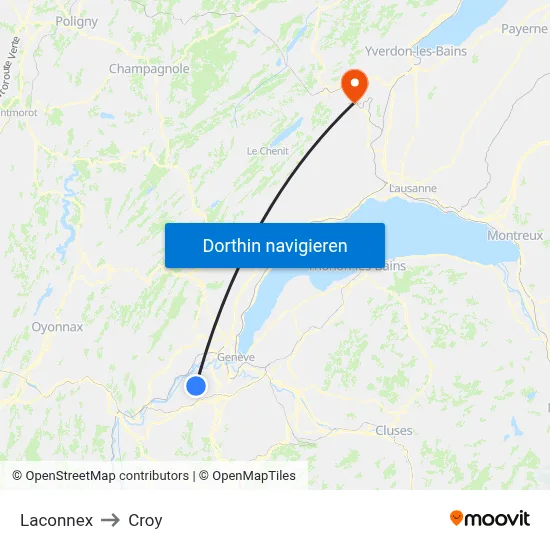 Laconnex to Croy map