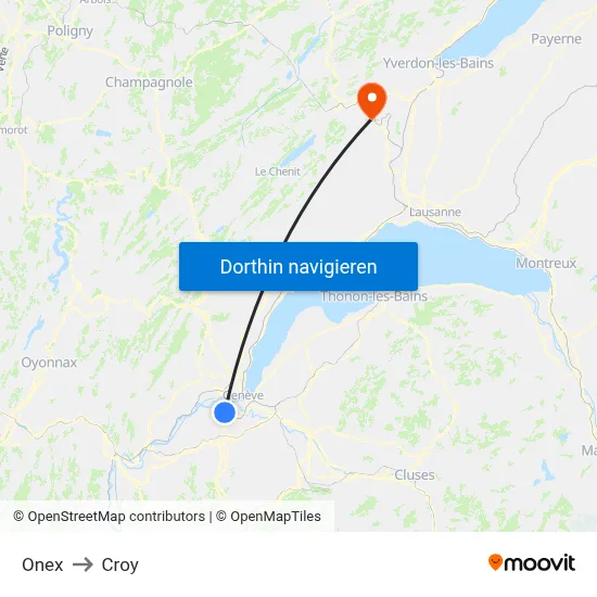 Onex to Croy map