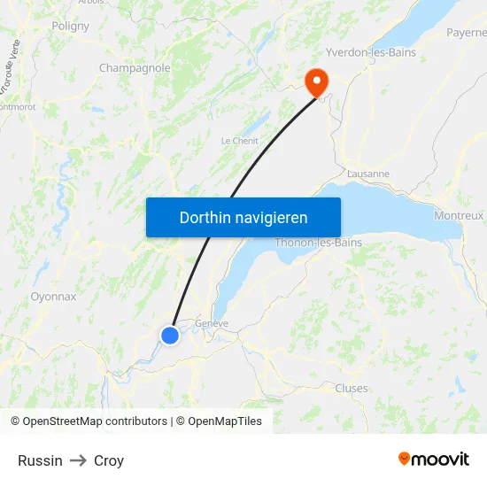 Russin to Croy map