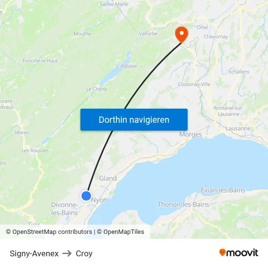 Signy-Avenex to Croy map
