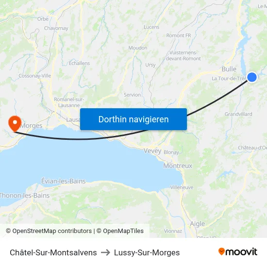 Châtel-Sur-Montsalvens to Lussy-Sur-Morges map