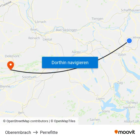 Oberembrach to Perrefitte map