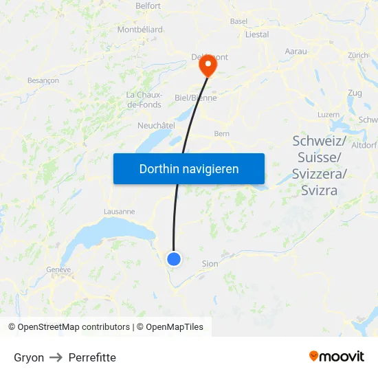 Gryon to Perrefitte map