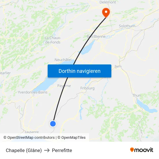 Chapelle (Glâne) to Perrefitte map