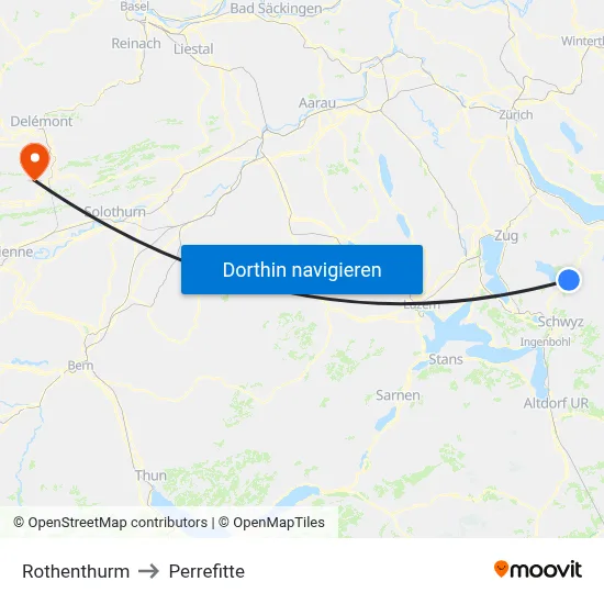 Rothenthurm to Perrefitte map