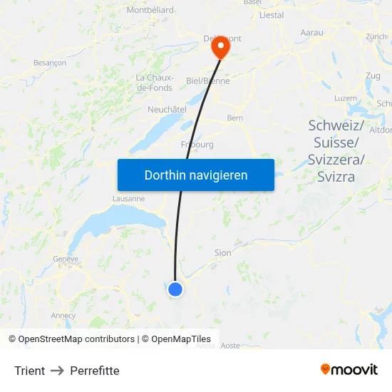 Trient to Perrefitte map