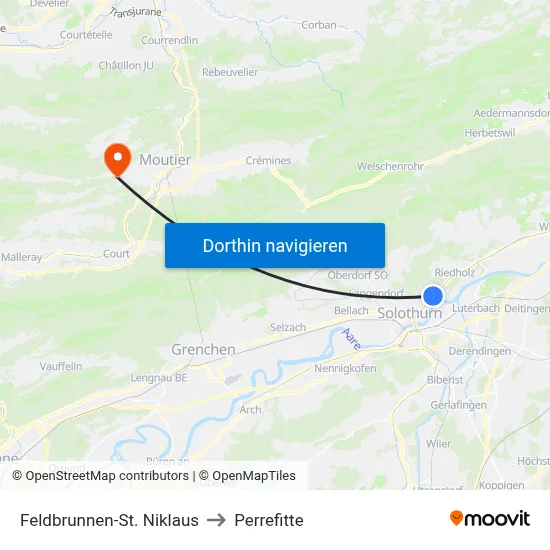 Feldbrunnen-St. Niklaus to Perrefitte map