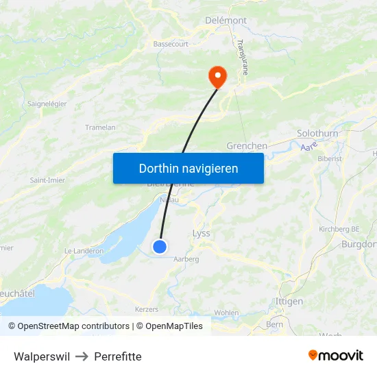 Walperswil to Perrefitte map