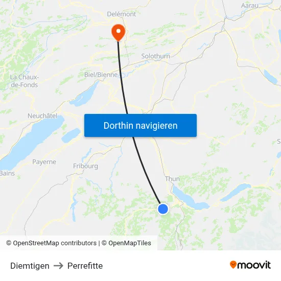 Diemtigen to Perrefitte map