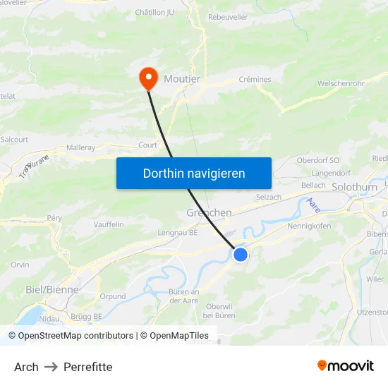 Arch to Perrefitte map