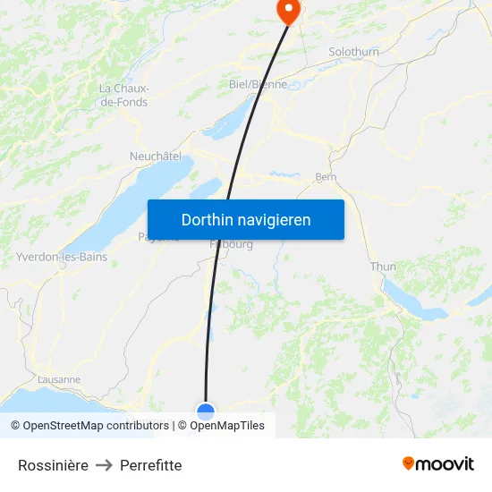 Rossinière to Perrefitte map