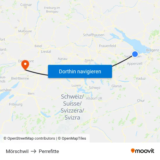 Mörschwil to Perrefitte map