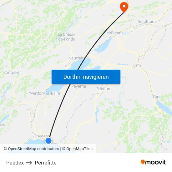 Paudex to Perrefitte map