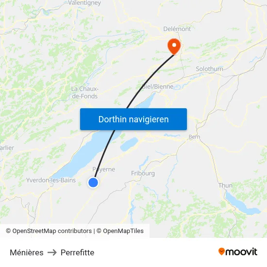 Ménières to Perrefitte map