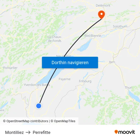 Montilliez to Perrefitte map