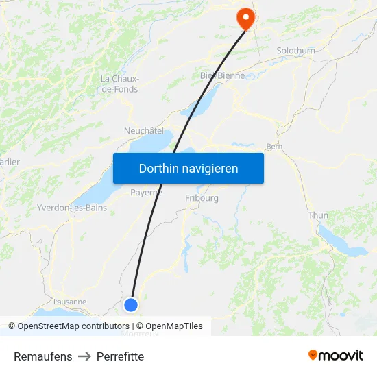 Remaufens to Perrefitte map