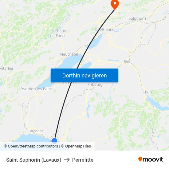Saint-Saphorin (Lavaux) to Perrefitte map