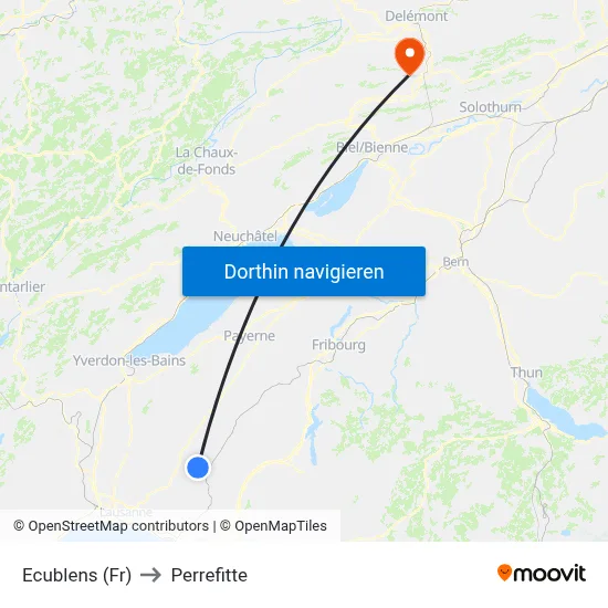 Ecublens (Fr) to Perrefitte map