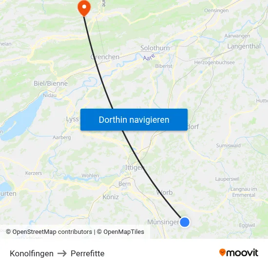 Konolfingen to Perrefitte map