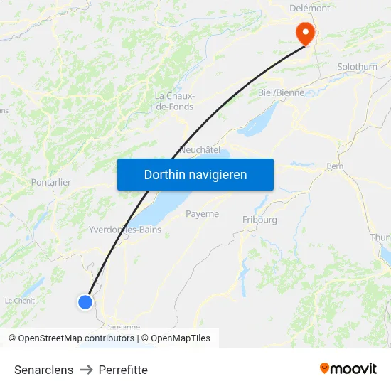 Senarclens to Perrefitte map