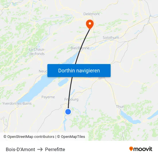 Bois-D’Amont to Perrefitte map