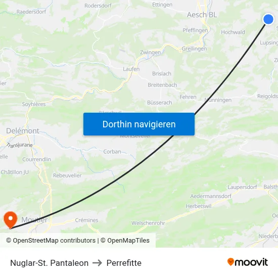 Nuglar-St. Pantaleon to Perrefitte map