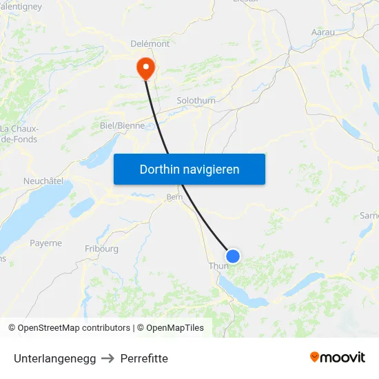 Unterlangenegg to Perrefitte map