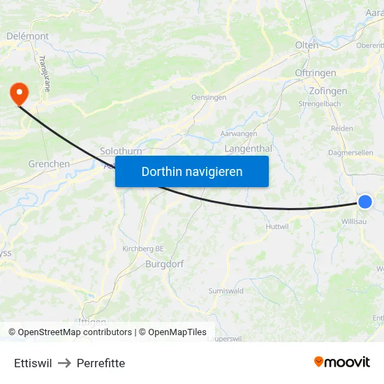 Ettiswil to Perrefitte map